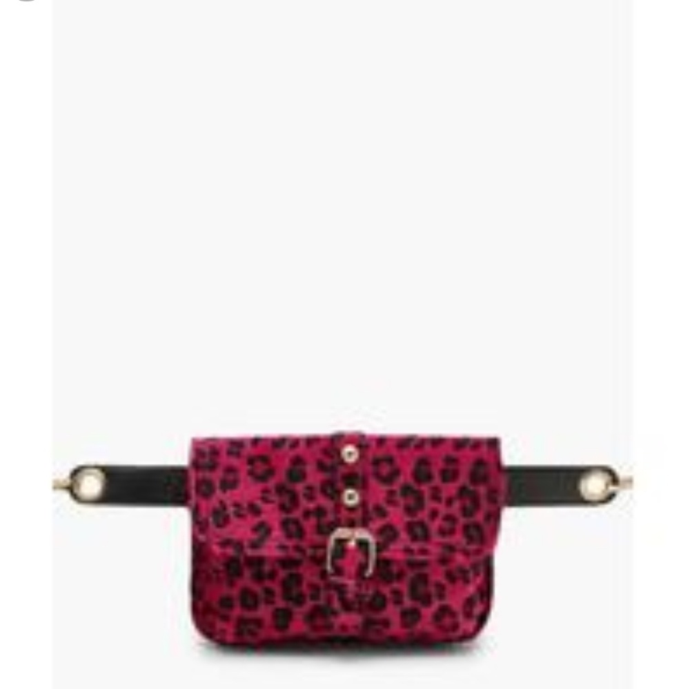 Boohoo belt bag leopard print pink